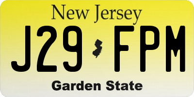 NJ license plate J29FPM