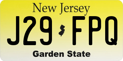 NJ license plate J29FPQ