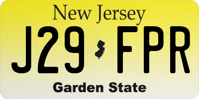 NJ license plate J29FPR