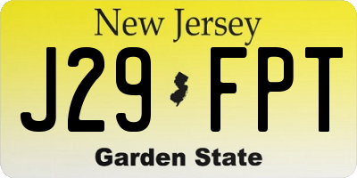 NJ license plate J29FPT