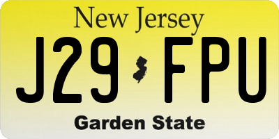 NJ license plate J29FPU
