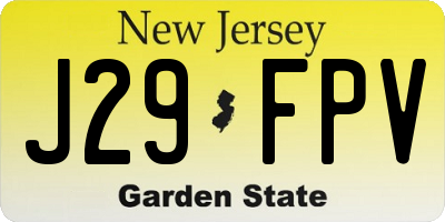 NJ license plate J29FPV