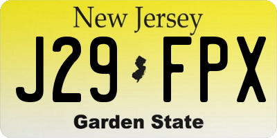 NJ license plate J29FPX