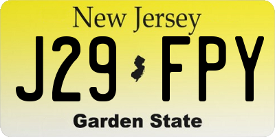 NJ license plate J29FPY