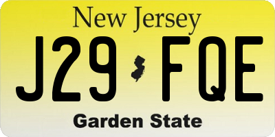 NJ license plate J29FQE