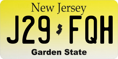 NJ license plate J29FQH