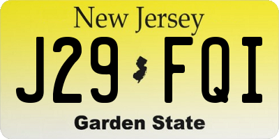 NJ license plate J29FQI