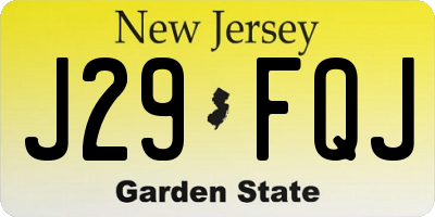 NJ license plate J29FQJ