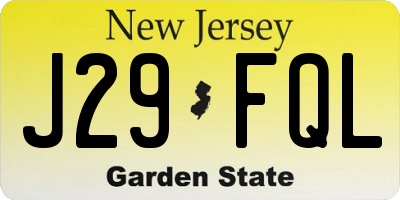 NJ license plate J29FQL