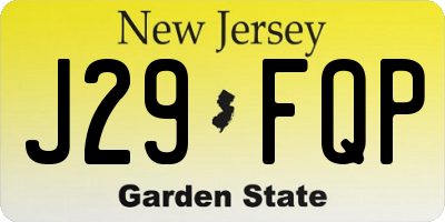 NJ license plate J29FQP