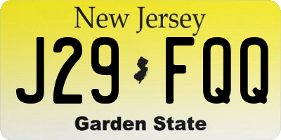 NJ license plate J29FQQ