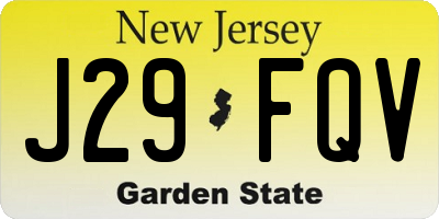 NJ license plate J29FQV
