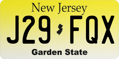 NJ license plate J29FQX