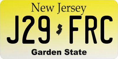 NJ license plate J29FRC