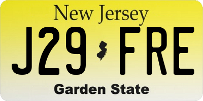 NJ license plate J29FRE