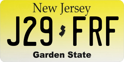 NJ license plate J29FRF