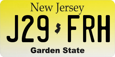 NJ license plate J29FRH