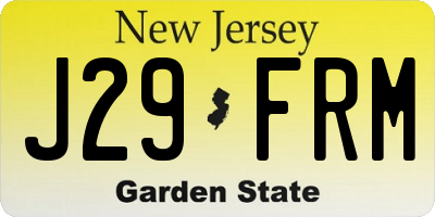 NJ license plate J29FRM