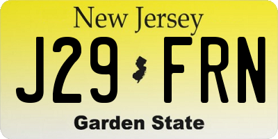 NJ license plate J29FRN