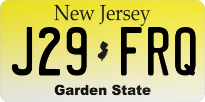 NJ license plate J29FRQ