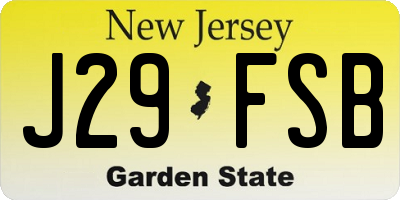 NJ license plate J29FSB