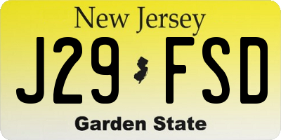 NJ license plate J29FSD