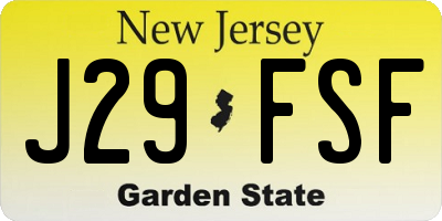 NJ license plate J29FSF