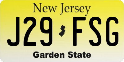 NJ license plate J29FSG