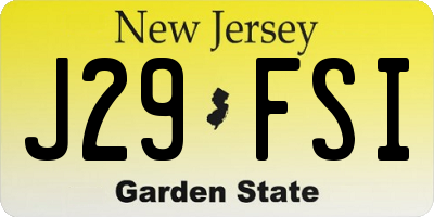 NJ license plate J29FSI
