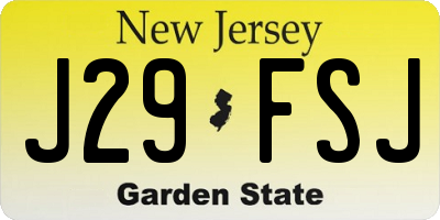 NJ license plate J29FSJ