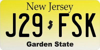 NJ license plate J29FSK