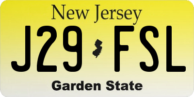 NJ license plate J29FSL