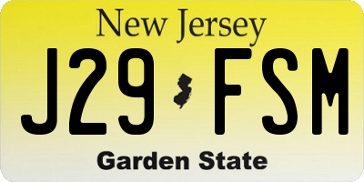 NJ license plate J29FSM