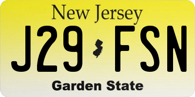 NJ license plate J29FSN