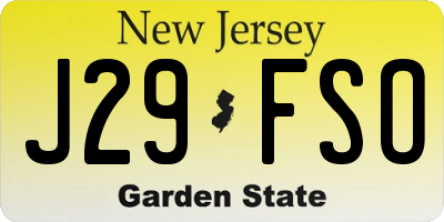 NJ license plate J29FSO