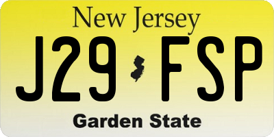 NJ license plate J29FSP
