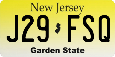 NJ license plate J29FSQ