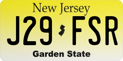 NJ license plate J29FSR