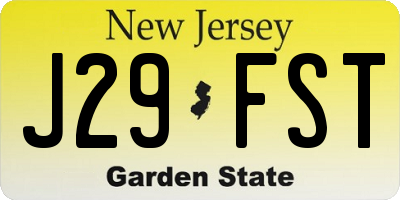 NJ license plate J29FST