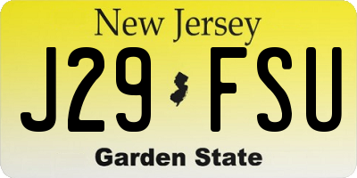NJ license plate J29FSU