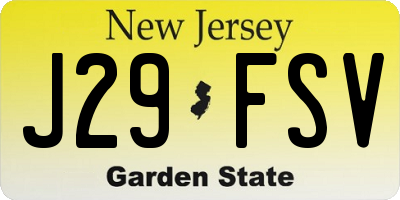 NJ license plate J29FSV