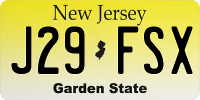 NJ license plate J29FSX