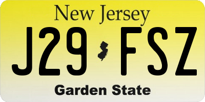 NJ license plate J29FSZ