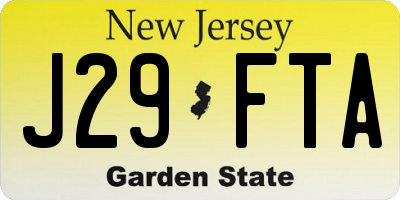 NJ license plate J29FTA