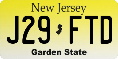 NJ license plate J29FTD