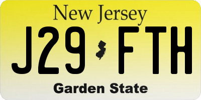 NJ license plate J29FTH