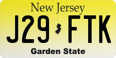 NJ license plate J29FTK