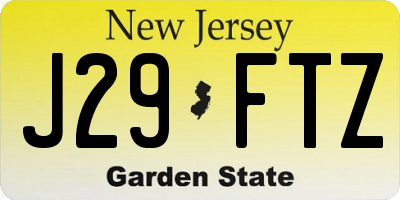 NJ license plate J29FTZ