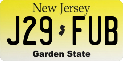 NJ license plate J29FUB