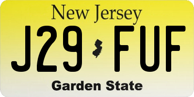 NJ license plate J29FUF